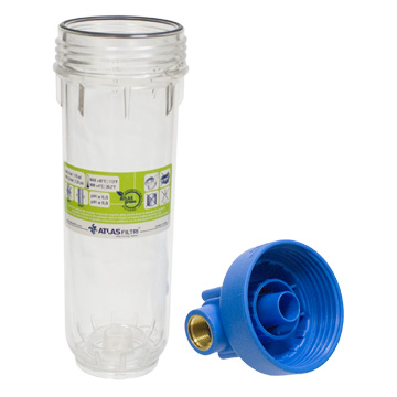 ATLAS FILTRI  Фільтр-колба  DP MONO  TS (прозора)  Ø1/2" OT (латунь)  10"  45°C  8 bar